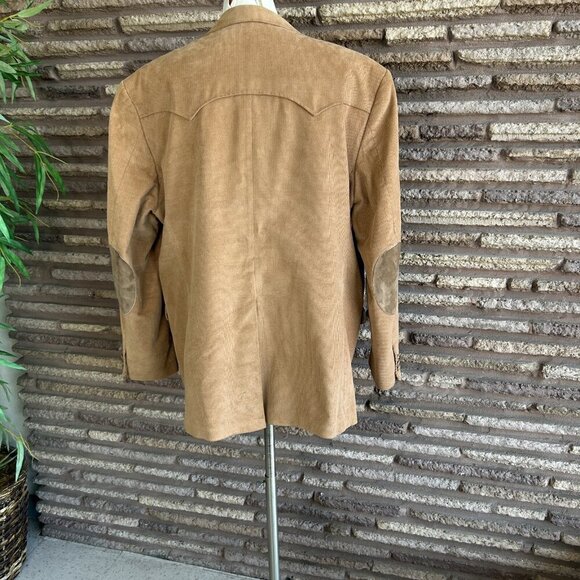 CCC Western Wear  Tan Corduroy Suede Elbow Patches Sports Coat Size 50L - Picture 6 of 10